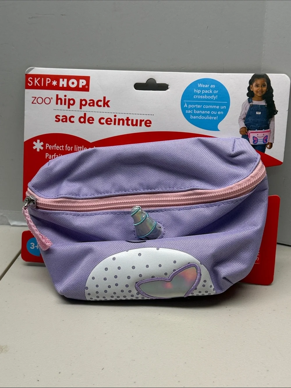 Skip Hop Lavender Unicorn Kids Hip Pack with Pink Zipper. NEW